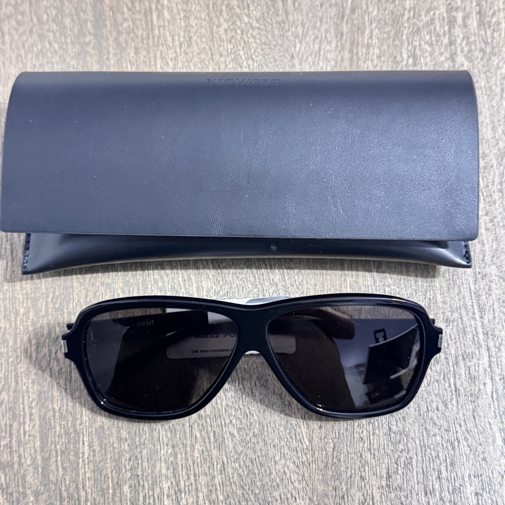 Saint Laurent SL 609 Carolyn Black Aviator Sunglasses Made in Italy MSRP $250